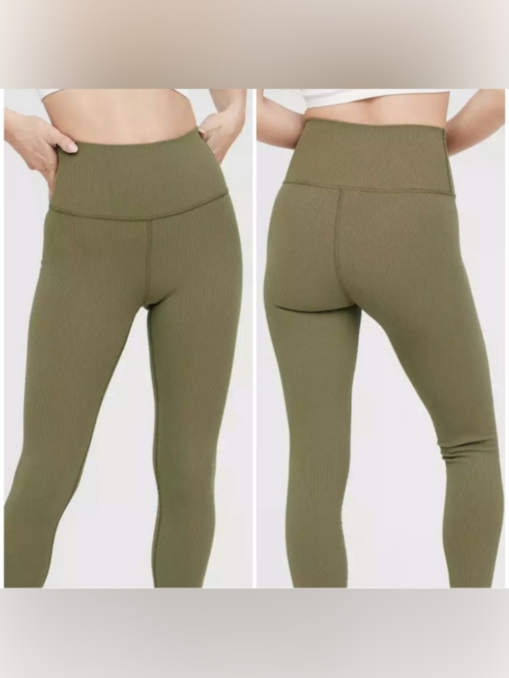 AERIE Leggings Olive Green Size L Loungewear Athletic Gym Casual